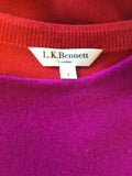 LK BENNETT KELLY ORCHID PINK & RED BEADED WOOL & CASHMERE JUMPER SIZE S