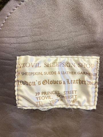 VINTAGE WALLACE SACKS BROWN BELTED SHEEPSKIN JACKET SIZE 16