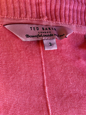 TED BAKER CORAL WRAP ACROSS SHORT SLEEVE CARDIGAN SIZE 3 UK 14