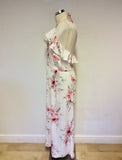MONSOON WHITE FLORAL PRINT HALTERNECK MAXI DRESS SIZE 18