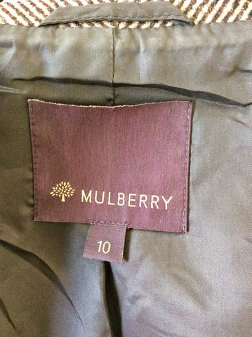 MULBERRY BROWN HERRINGBONE WOOL JACKET SIZE 10