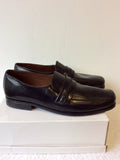 BRAND NEW MARKS & SPENCER COLLEZIONE BLACK LEATHER SLIP ON SHOES SIZE 9.5/43.5 EXTRA WIDE FIT