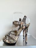 MICHAEL KORS JETSET 6 BEIGE & BROWN SNAKESKIN PRINT PLATFORM & HIGH HEEL SANDALS SIZE 6/39