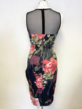 KAREN MILLEN BLACK FLORAL PRINT SLEEVELESS PENCIL DRESS SIZE 10
