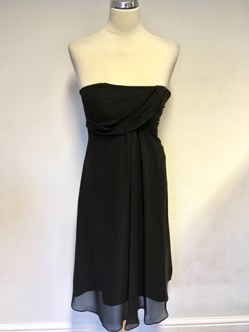 BRAND NEW MONSOON BLACK SILK STRAPLESS SPECIAL OCCASION DRESS SIZE 10