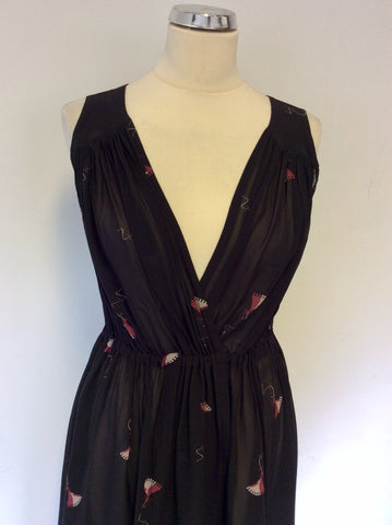 MULBERRY BLACK KITE PRINT SILK DRESS SIZE 10