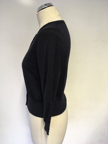 HOBBS DARK BLUE WOOL 3/4 SLEEVE CARDIGAN SIZE 12