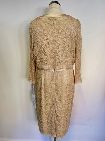 BRAND NEW DRESS CODE BY VEROMIA CHAMPAGNE LACE DRESS & JACKET SIZE 20