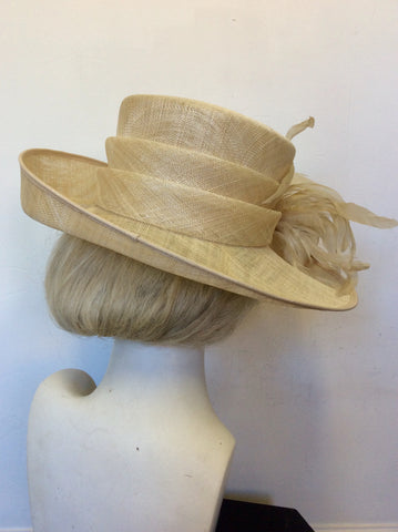 HATMOSPHERE CREAM FEATHER TRIM FORMAL HAT