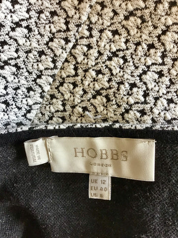 HOBBS BLACK & WHITE PRINT 3/4 SLEEVE DRESS SIZE 12