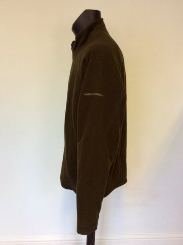 THOMAS BURBERRY DARK GREEN WOOL & CASHMERE ZIP UP JACKET SIZE XL
