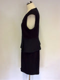 BRAND NEW TED BAKER BLACK ZIP FRONT PEPLUM TRIM PENCIL DRESS SIZE 4 UK 14/16