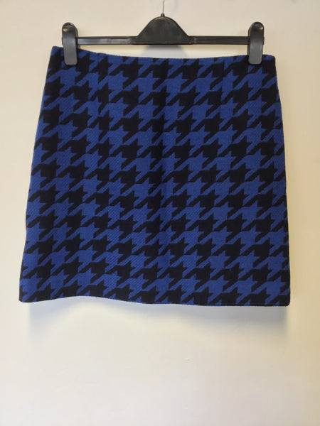 HOBBS NESTA BLUE & BLACK CHECK WOOL BLEND SKIRT SIZE 12