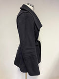 REISS CASPER BLACK WOOL BLEND COLLARED FITTED BELTED JACKET SIZE S