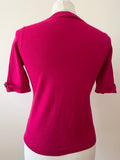 JAEGER CHERRY RED FINE KNIT MERINO WOOL SHORT SLEEVE TOP SIZE 10