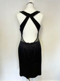 REISS FLORENTINE BLACK & GREY SILK TRIMMED CUT AWAY BACK DRESS SIZE 10