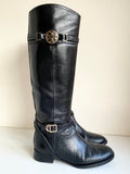 TORY BURCH CALISTA BLACK LEATHER KNEE LENGTH RIDING BOOTS  SIZE 5/38