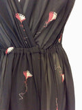MULBERRY BLACK KITE PRINT SILK DRESS SIZE 10