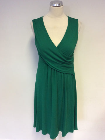 PHASE EIGHT GREEN SLEEVELESS V NECKLINE STRTCH JERSEY DRESS SIZE 12