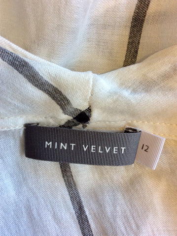 MINT VELVET BLACK & WHITE CROSS OVER SHIRT/TOP SIZE 12