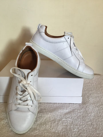 WHISTLES KOKI WHITE LEATHER TRAINERS SIZE UK 7/40