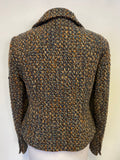 HOBBS BROWN & TURQUOISE WOOL BLEND TWEED JACKET SIZE 14