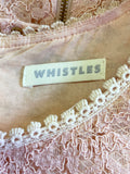 WHISTLES PALE PINK FLORAL LACE SHORT SLEEVE BELTED SHIFT DRESS SIZE 16