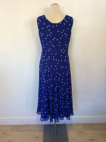 JACQUES VERT BLUE & WHITE SPOT SPECIAL OCCASION DRESS SIZE 12