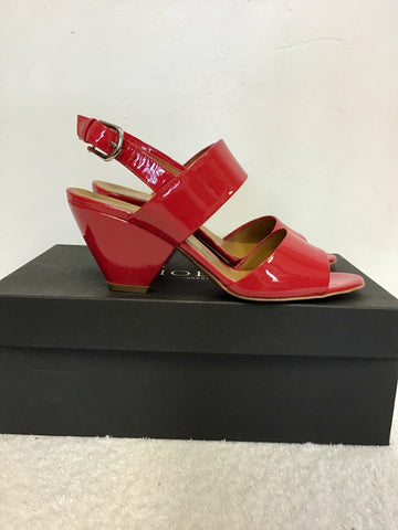 BRAND NEW HOBBS MILLIE CHERRY RED PATENT LEATHER SANDALS SIZE 4/37