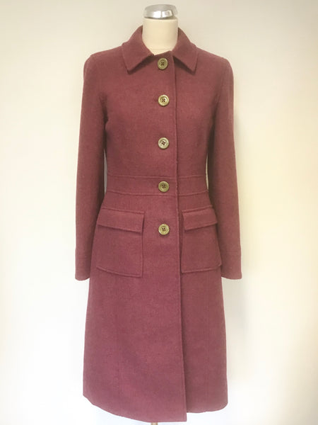 BODEN CRANBERRY PINK WOOL BLEND COAT SIZE 10