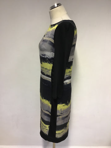 BRAND NEW DAMSEL IN A DRESS NAVY,BLUE,YELLOW & GREY PRINT 3/4 SLEEVE DRESS SIZE 8