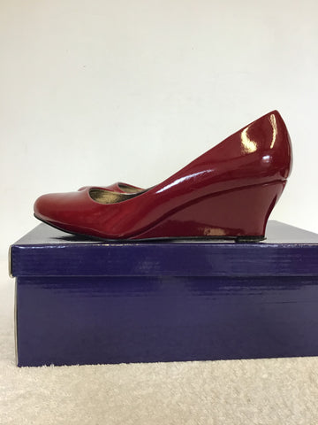 LUNAR DEEP RED PATENT WEDGE HEELS SIZE 4/37