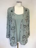 BRAND NEW GRAY & OSBORNE SAGE GREEN SEQUINNED JACKET , TOP & TROUSER SUIT SIZE 16