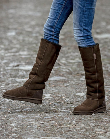 CELTIC & CO CELT MOCCA BROWN SHEEPSKIN KNEE LENGTH BOOTS SIZE 5/38