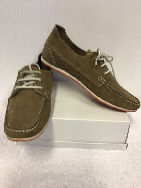 KURT GEIGER LIGHT BROWN MOLESKIN LEATHER LACE UP BOAT SHOES SIZE 9/43