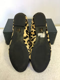 EMILIO LUCA X RED BLACK & FAWN LEOPARD PRINT LEATHER & PONY SKIN BALLET FLATS SIZE 7/40