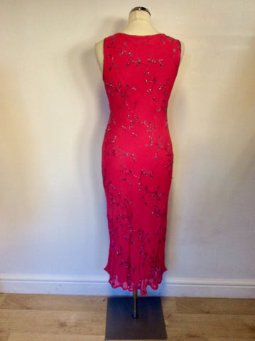 HOBBS PINK BEADED SILK SPECIAL OCCASION DRESS SIZE 10
