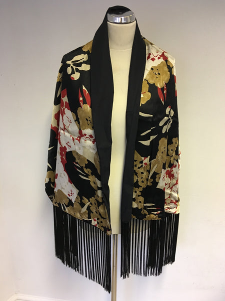 MARKS & SPENCER MULTI COLOURED  FLORAL PRINT FRINGED WRAP/ SCARF