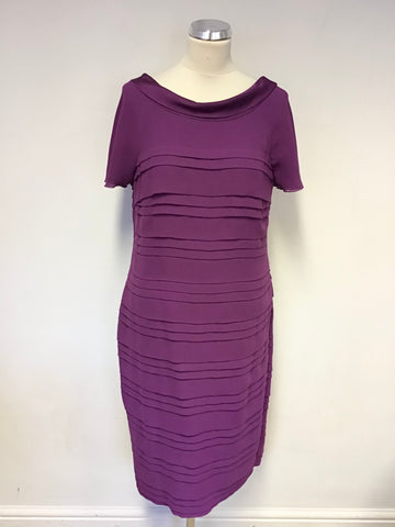 JACQUES VERT PLEATED TUCK DETAIL SHORT SLEEVE OCCASION SHIFT DRESS SIZE 12