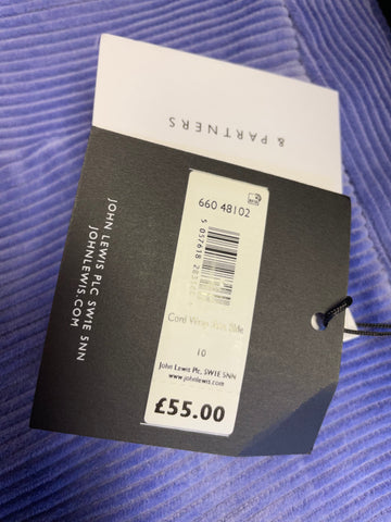 BRAND NEW JOHN LEWIS CORNFLOWER BLUE CORDUROY WRAP ACROSS SKIRT SIZE 10
