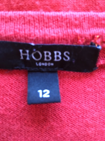 HOBBS RED V NECKLINE CARDIGAN SIZE 12