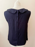 BODEN DARK BLUE SILK BLEND SLEEVELESS TOP SIZE 12