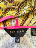 TED BAKER HEVEA PINK & GOLD PAISLEY PRINT STRAPPY ZIP FRONT TOP SIZE M