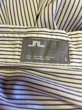 J LINDEBERG GREY STRIPE SHORT SLEEVE COTTON SHIRT SIZE L
