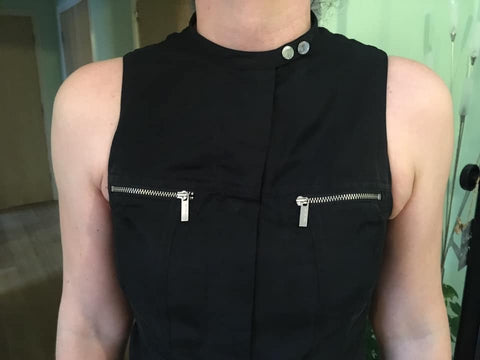 KAREN MILLEN BLACK SLEEVELESS ZIP TRIM JUMPSUIT SIZE 10