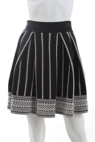 MAJE JESSICA BLACK & WHITE JACQUARD KNIT FLARE SKIRT SIZE 1 UK 8/10