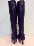 DUO BLACK LEATHER KNEE LENGTH BUCKLE TRIM BOOTS SIZE 5/38