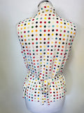 JOSEPH IVORY & MULTI COLOURED SPOT SLEEVELESS TOP SIZE 38 UK 10