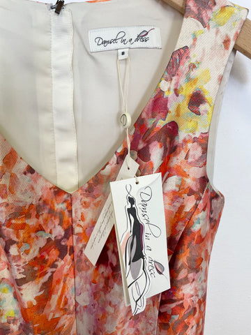 BRAND NEW DAMSEL IN A DRESS ORANGE & MULTI COLOURED FIT & FLARE DRESS SIZE 8