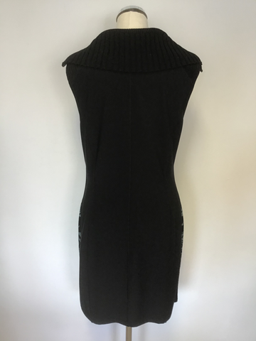 MARCCAIN SPORTS  ZIP NECK AZTEC DESIGN  WOOL FRONT STRETCH PENCIL DRESS SIZE N5 UK 16